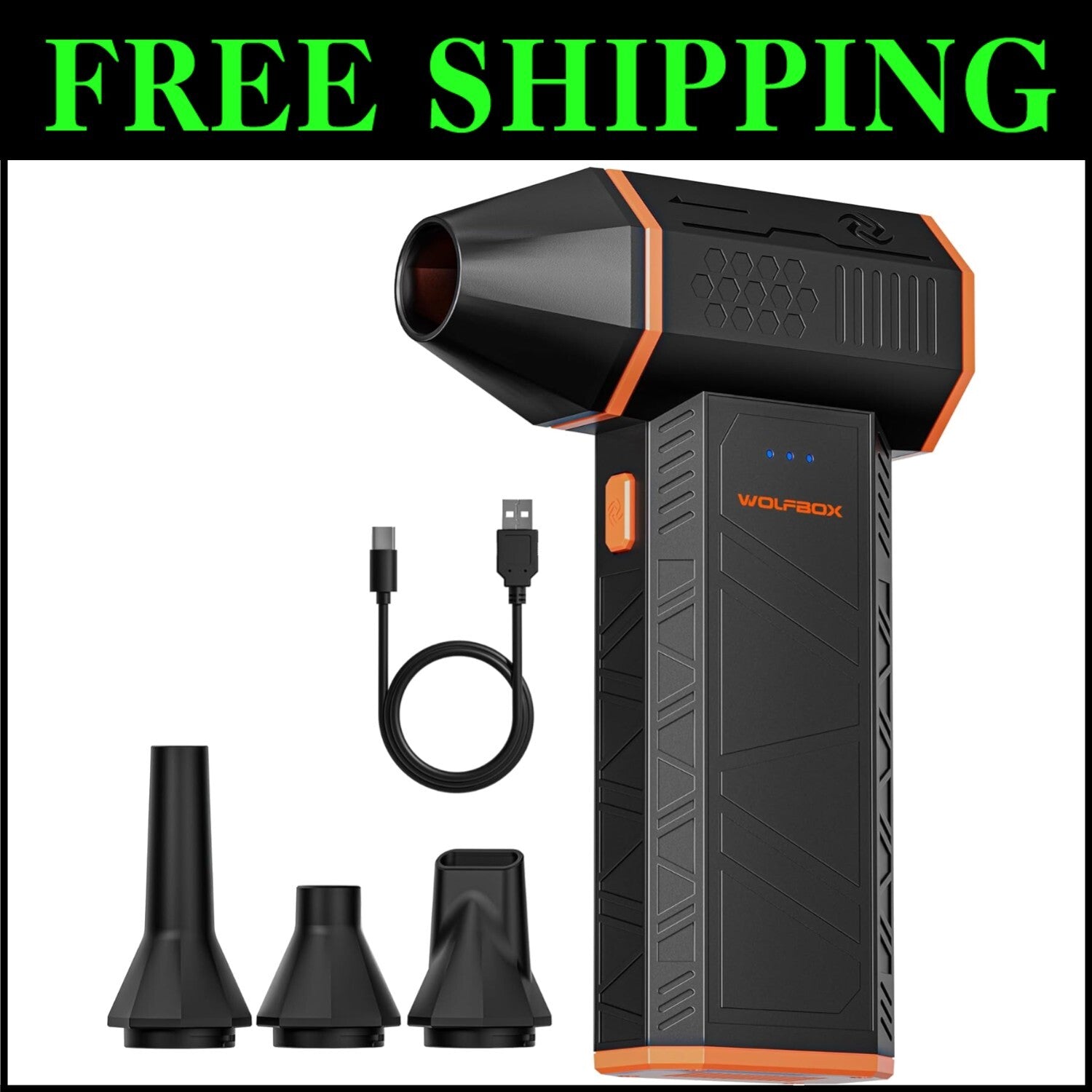 Efficient Cordless Air Duster - 110,000 RPM Turbo Speed for Electronics & Home