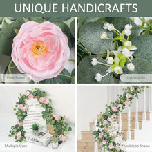 Load image into Gallery viewer, Versatile 2 Pack 13Ft Pink Roses and Eucalyptus Garland for Home &amp; Event Styling