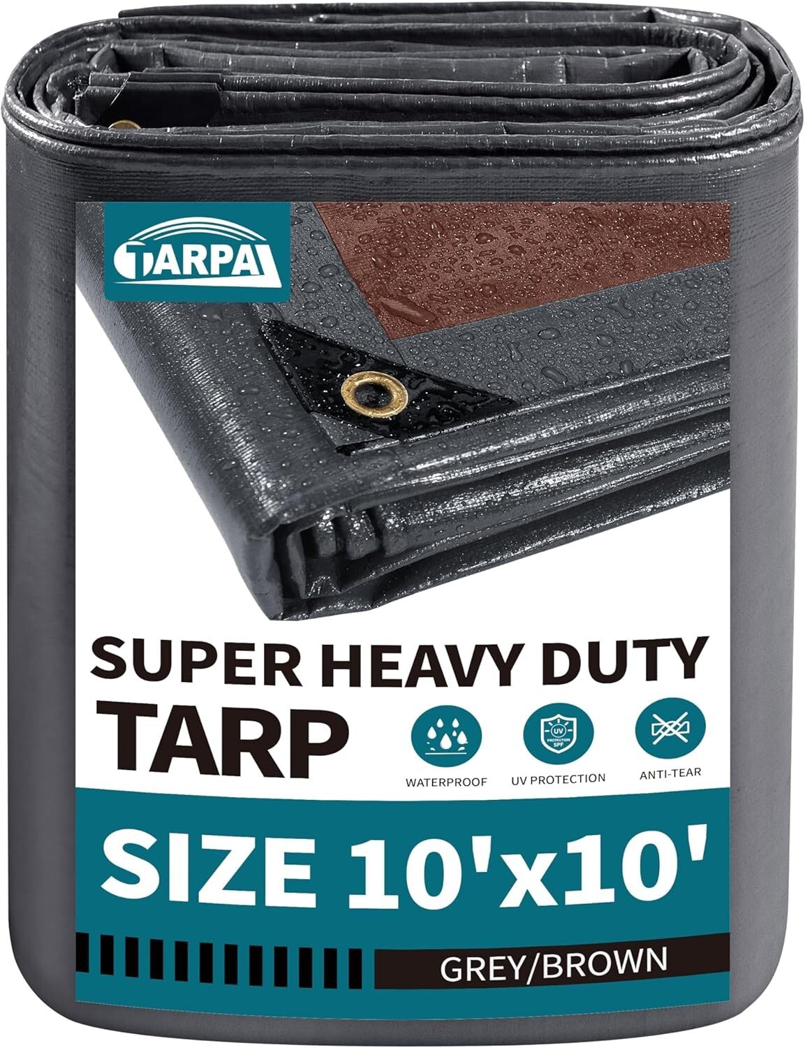 All-Weather 10x10 Feet Heavy Duty Tarp - Waterproof, UV and Tear Resistant