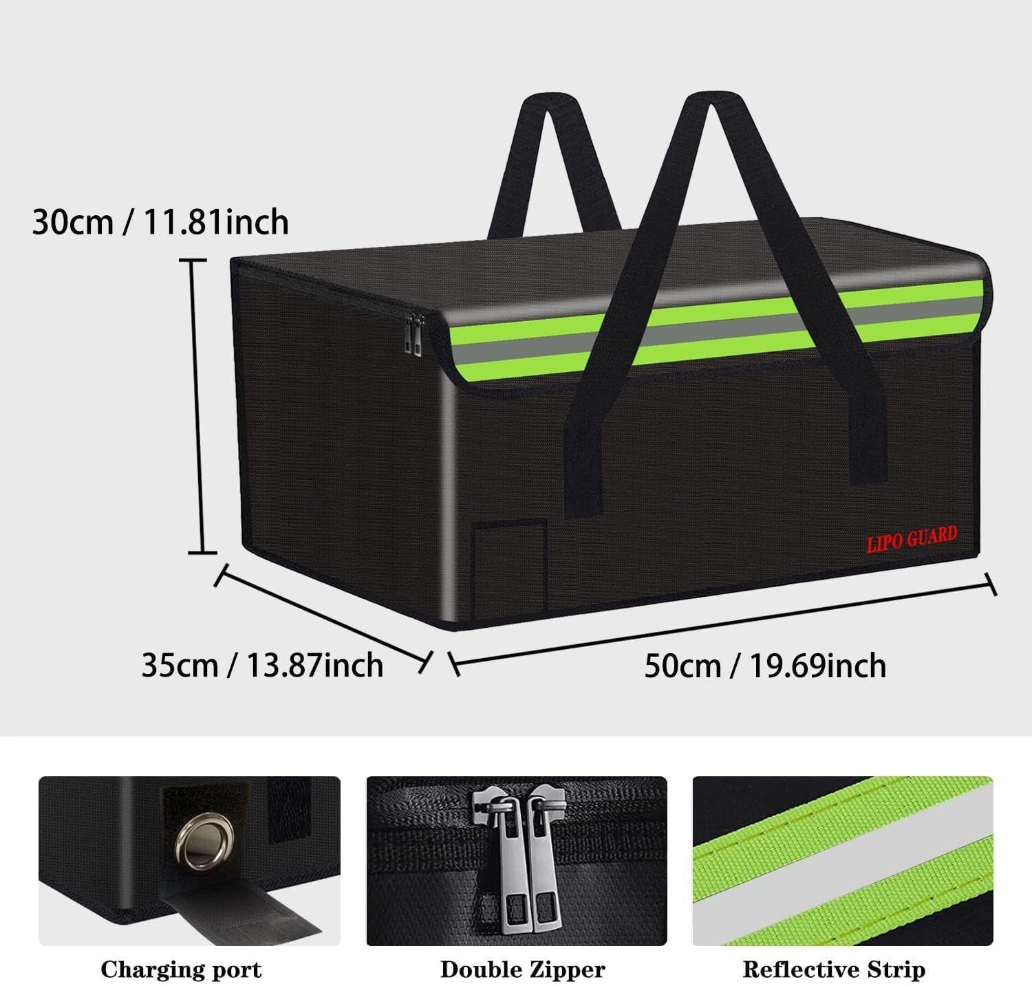 Fireproof Lipo Battery Storage Bag 19.7"x13.8"x11.8" - Safe Charging Pouch