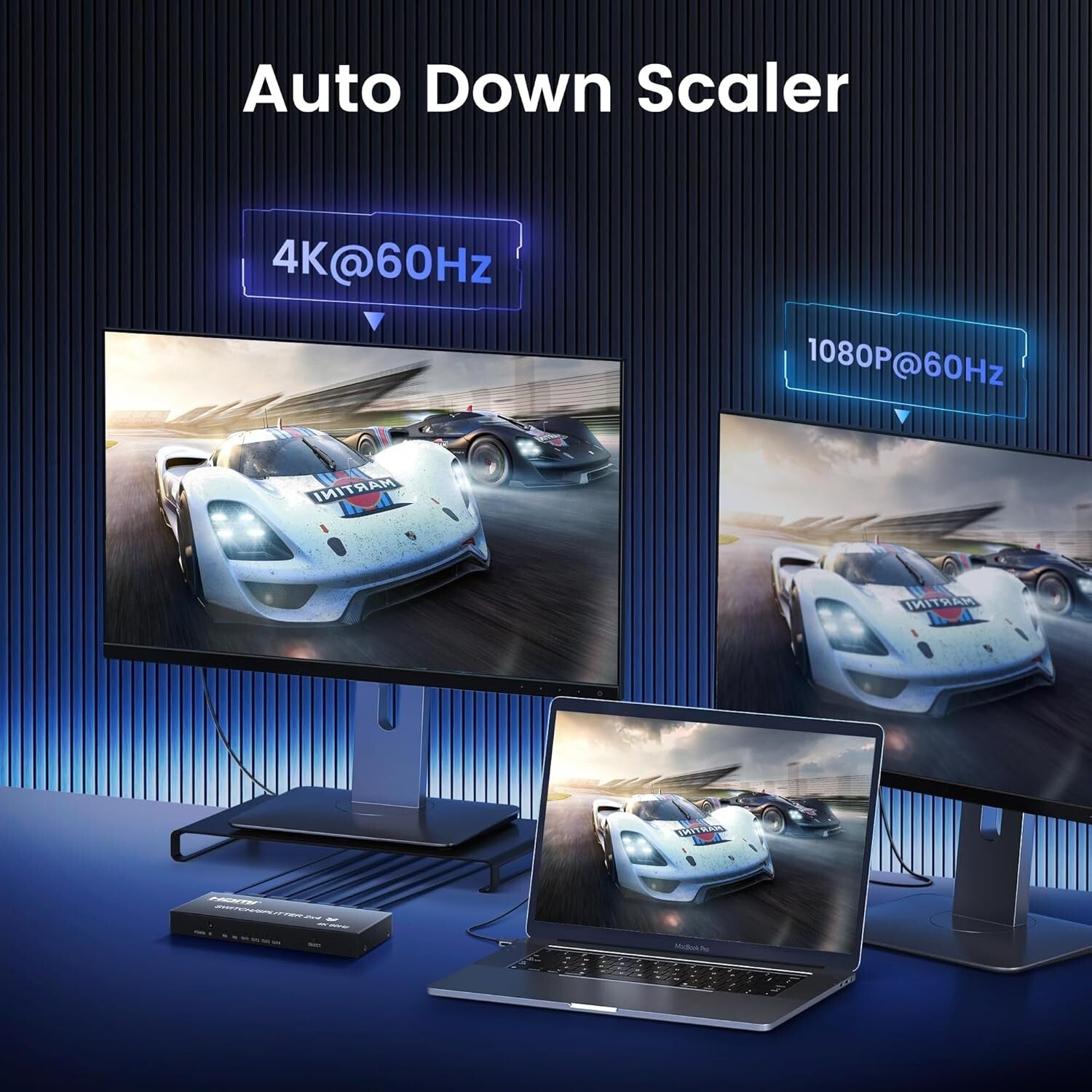 Versatile 4K HDMI Switch with Remote: 2 Inputs, 4 Outputs for Multiple Devices