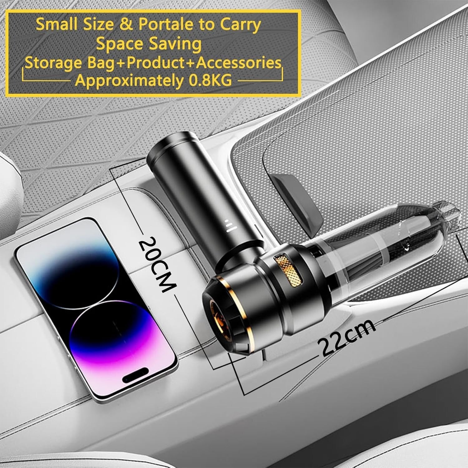 22000PA Portable Cordless Car Vacuum Cleaner - High Power Handheld Convenience