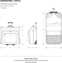 Load image into Gallery viewer, Carry-On Grey Heather Rolling Garment Bag with Hanging Feature for Travel