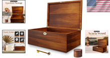 Load image into Gallery viewer, Decorative Lockable Memory Box - Solid Walnut Finish, 6L Storage Volume