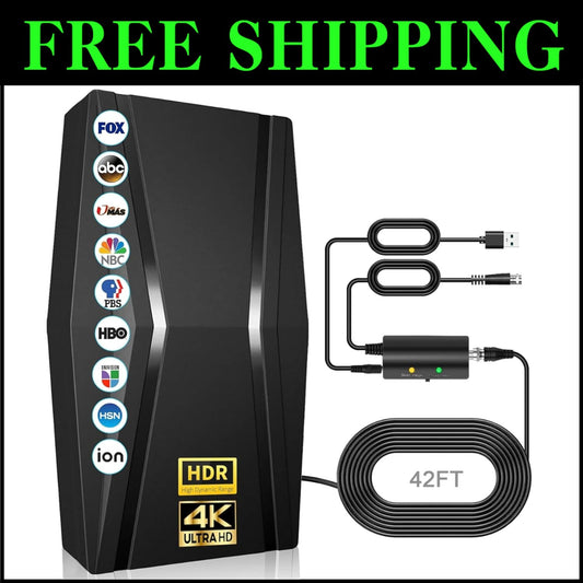2200+ Miles Range Indoor Digital TV Antenna with Signal Booster & 1300 Channels