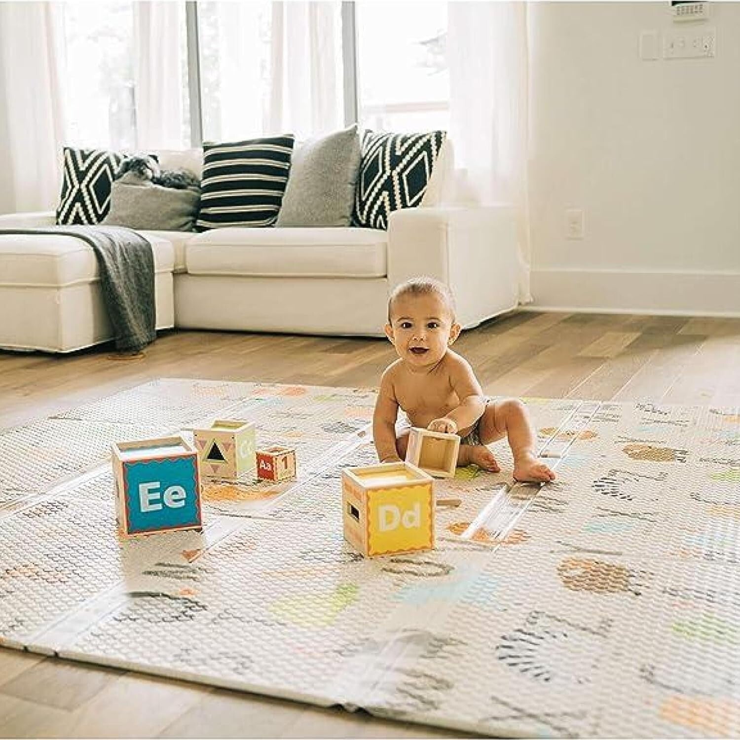 Portable 71"x71" ABC Padded Play Mat - Ideal for Tummy Time & Growing Minds