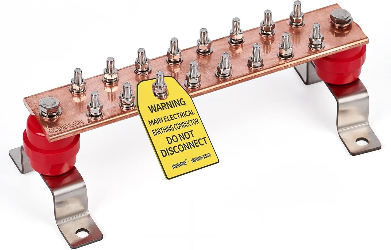 Premium 10" Copper Grounding Busbar Kit with Stainless Brackets and Insulators