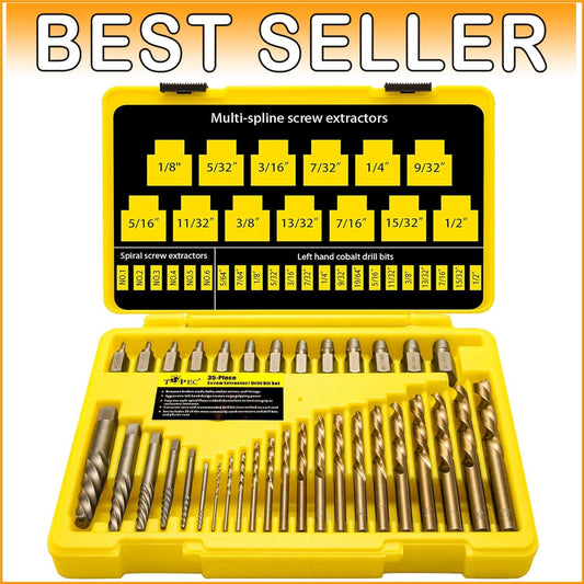 Durable 35-Piece Set - Easy Out Screw Extractors and Left Hand Drilling Solution