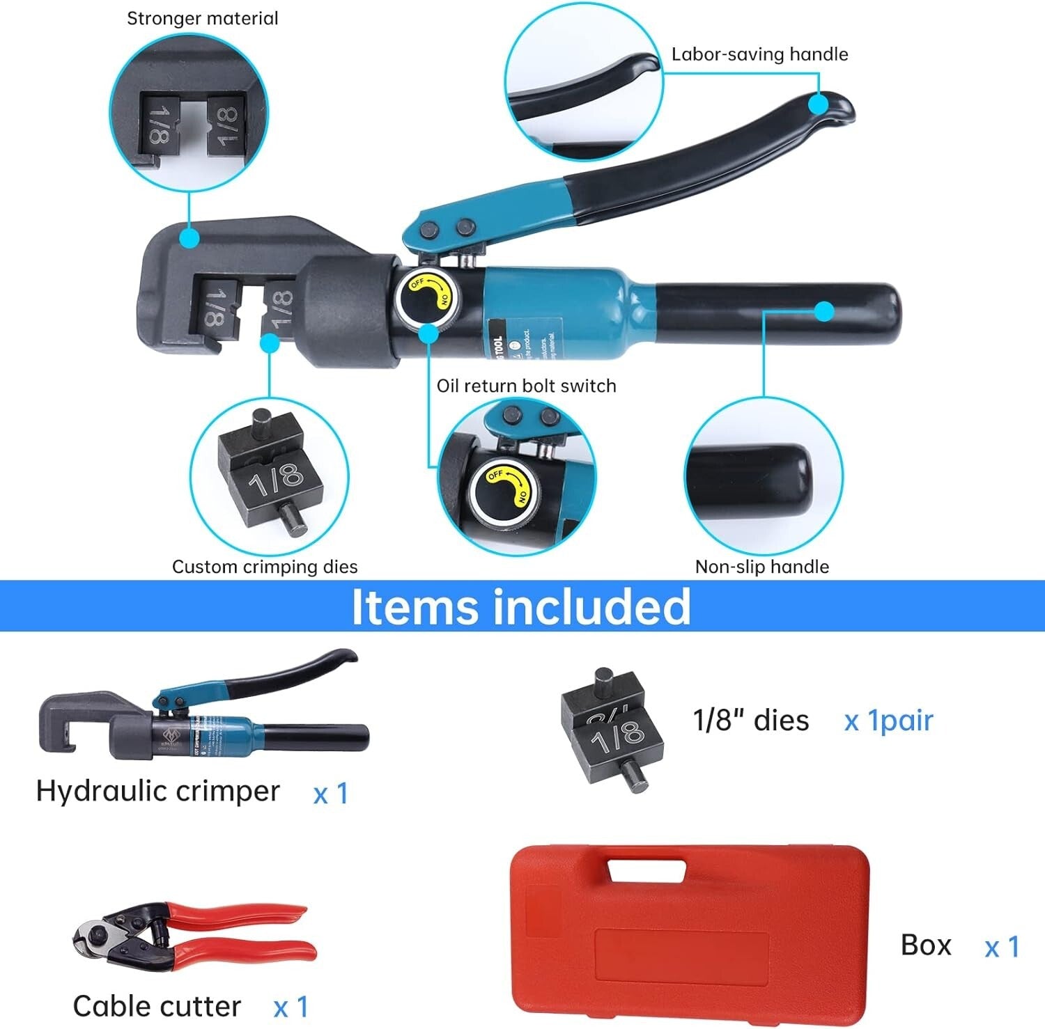 Hand-Powered Hydraulic Crimper with Ergonomic Handle for Stainless Steel Cables