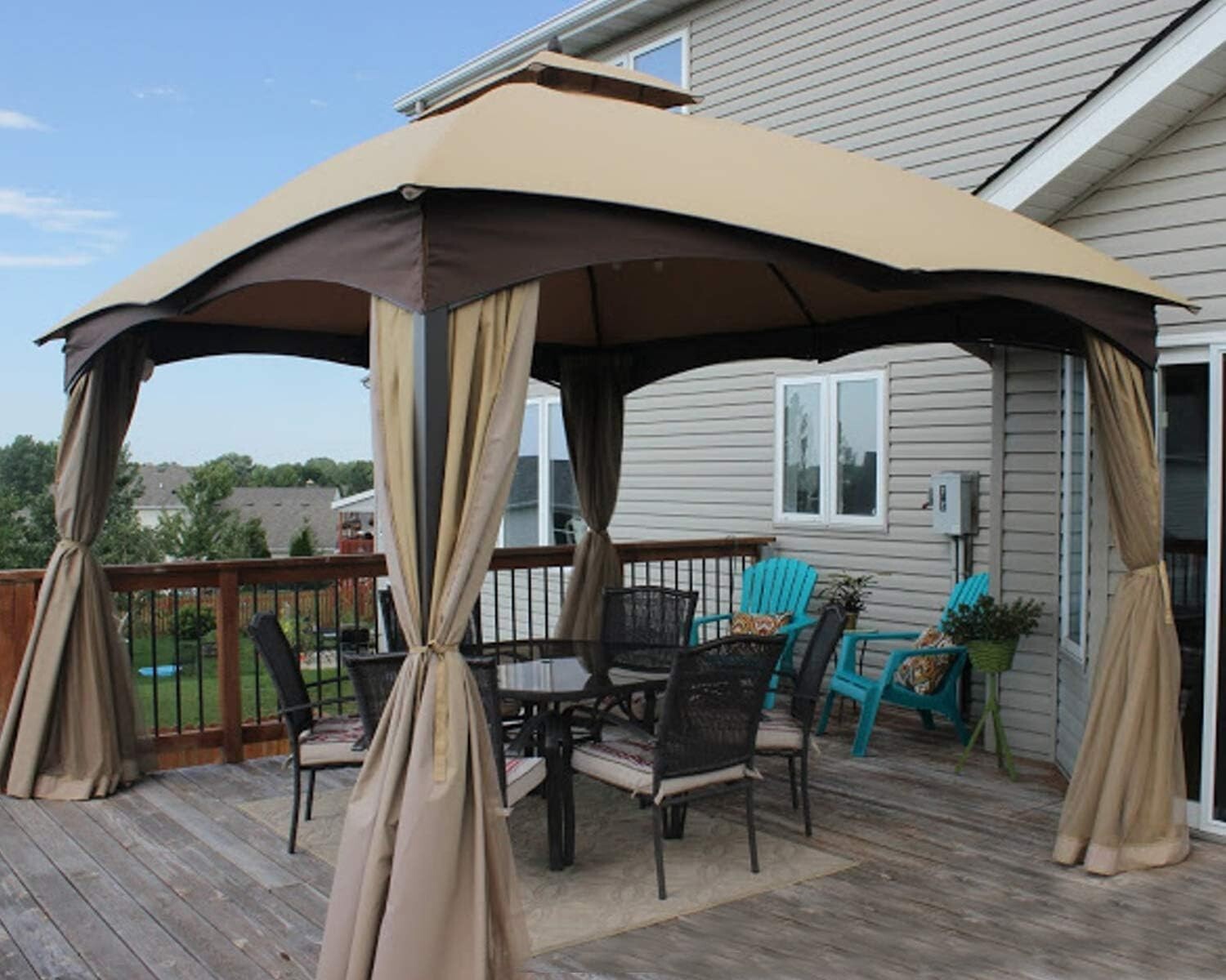 12ft x 10ft Water Resistant Gazebo Canopy Top in New Beige for Allen Roth