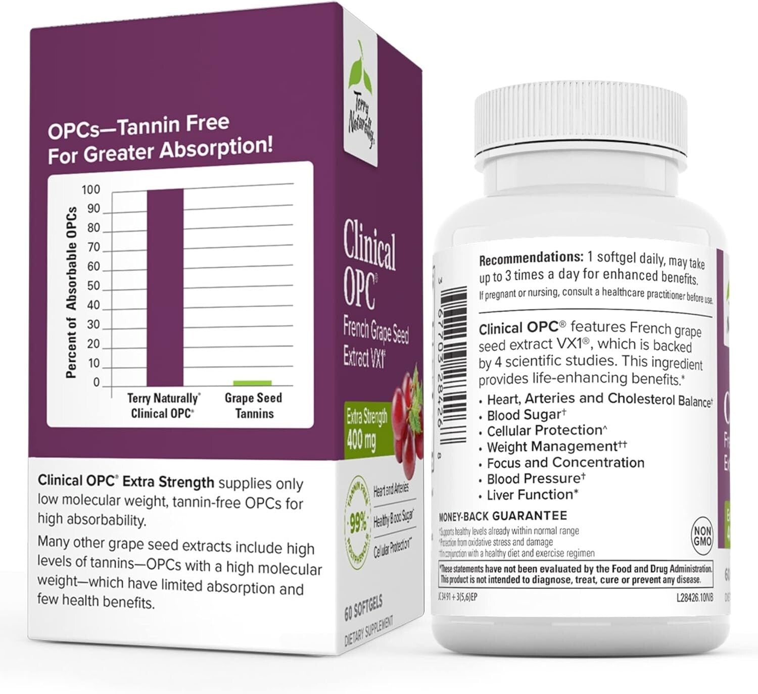 Clinical OPC Extra Strength - 60 Softgels, 3 Pack - 400 mg Grape Seed Extract