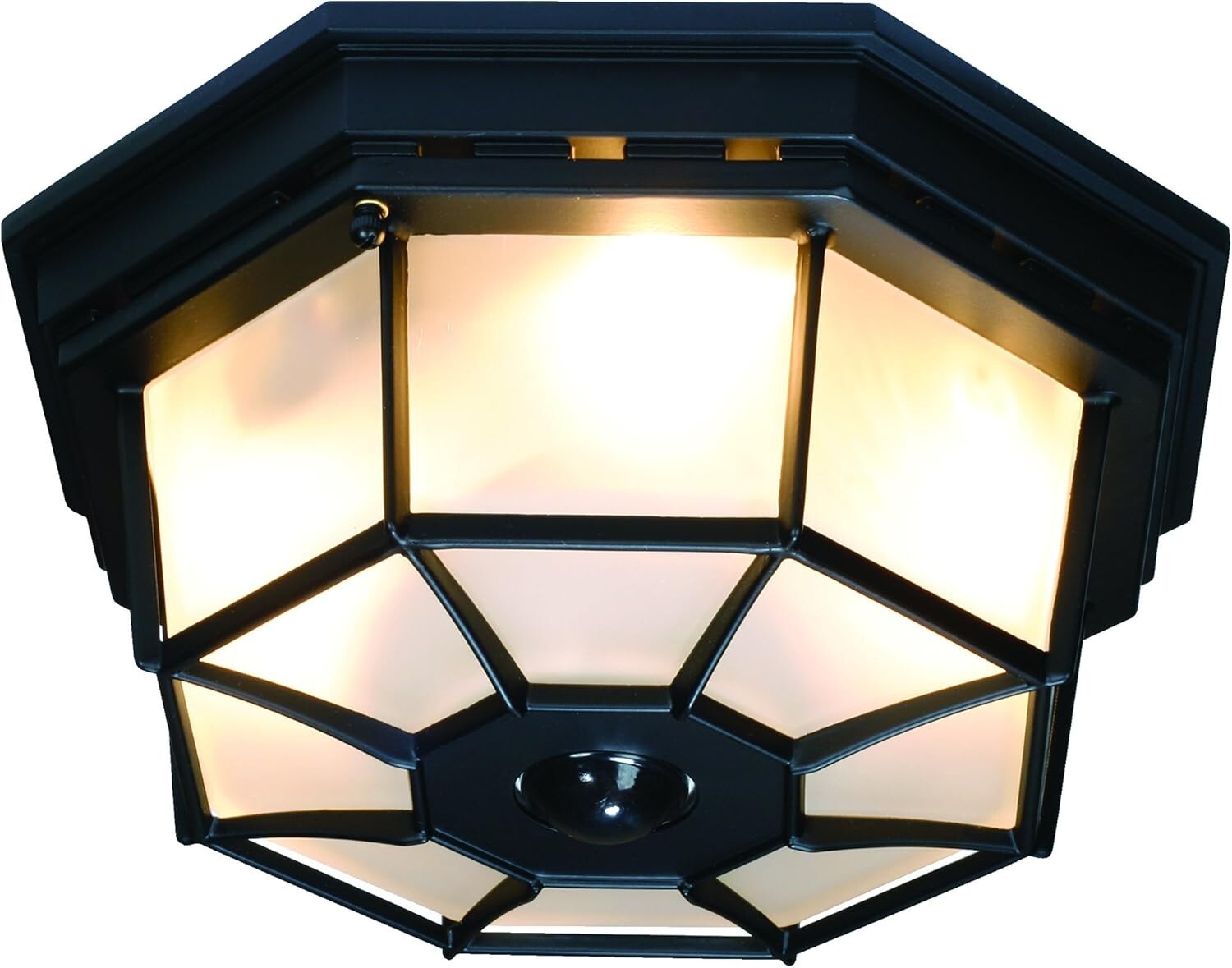 Elegant 360-Degree Motion Sensor Ceiling Light in Black - Remote Controlled