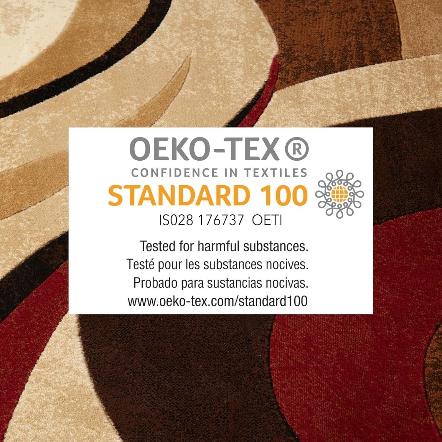 Elegant Abstract Runner Rug 26"x6" in Bold Red & Brown - Stain Resistant