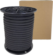 Load image into Gallery viewer, 100 Feet Marine Grade Black Polyester Bungee Cord - 3/8" Durable Shock Line