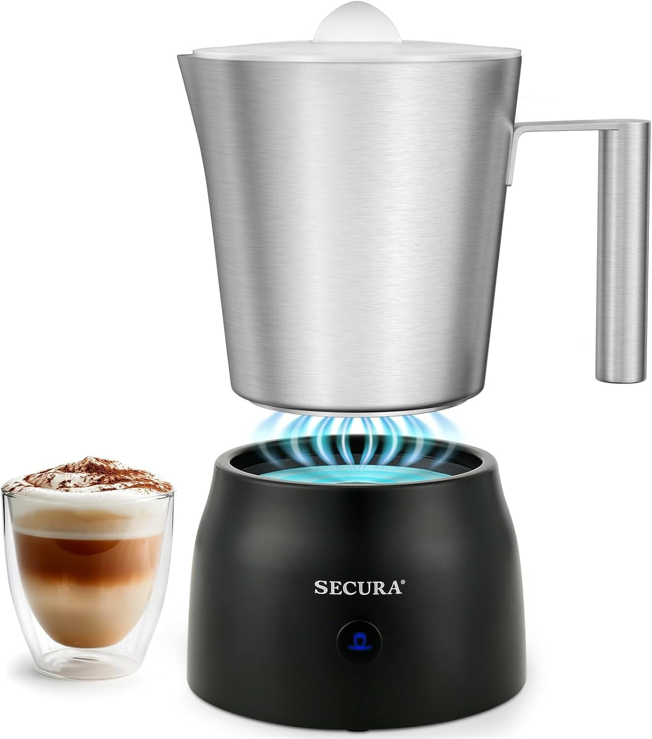 Stainless Steel Electric Milk Frother & Hot Chocolate Maker - 17oz Capacity