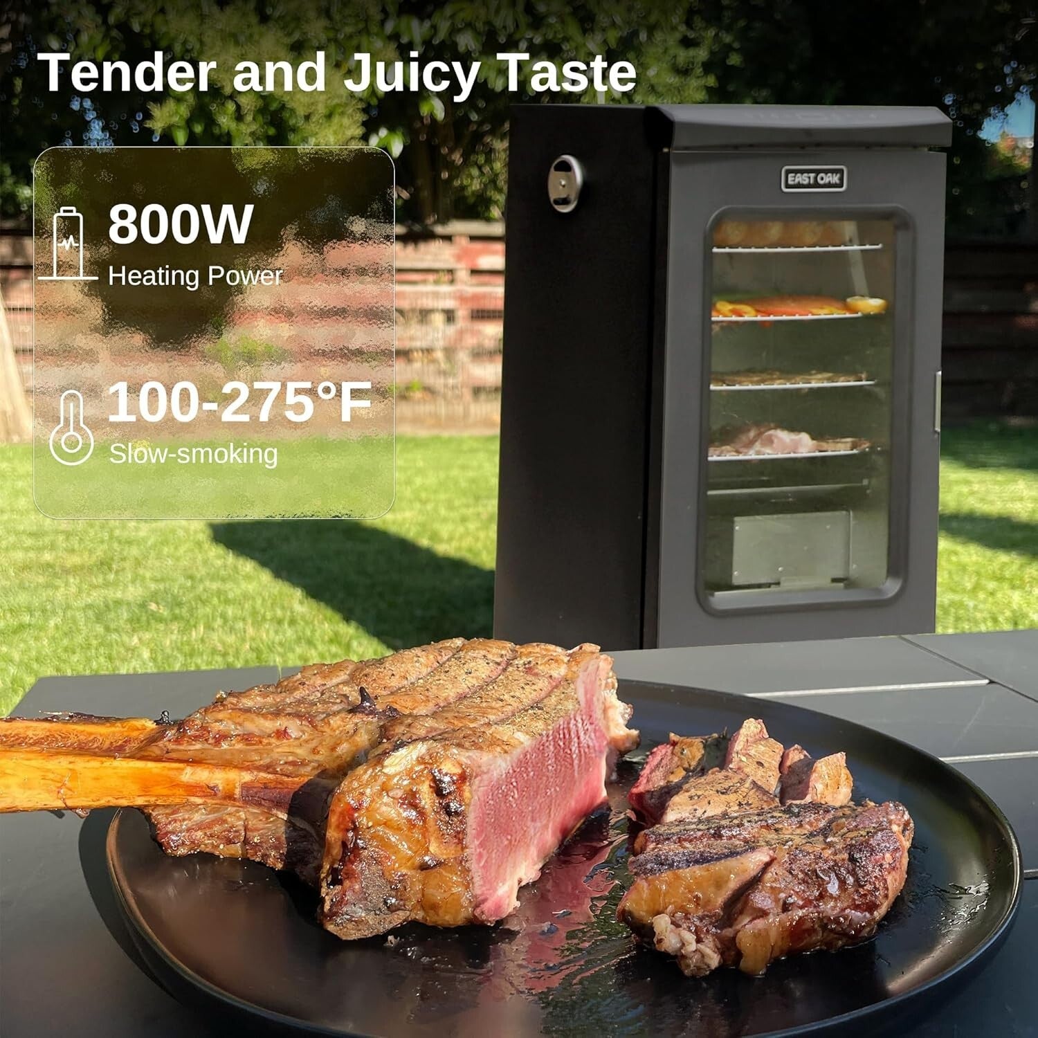 Elegant 30-Inch Electric Smoker with Glass Door & Meat Thermometer - BBQ Delight