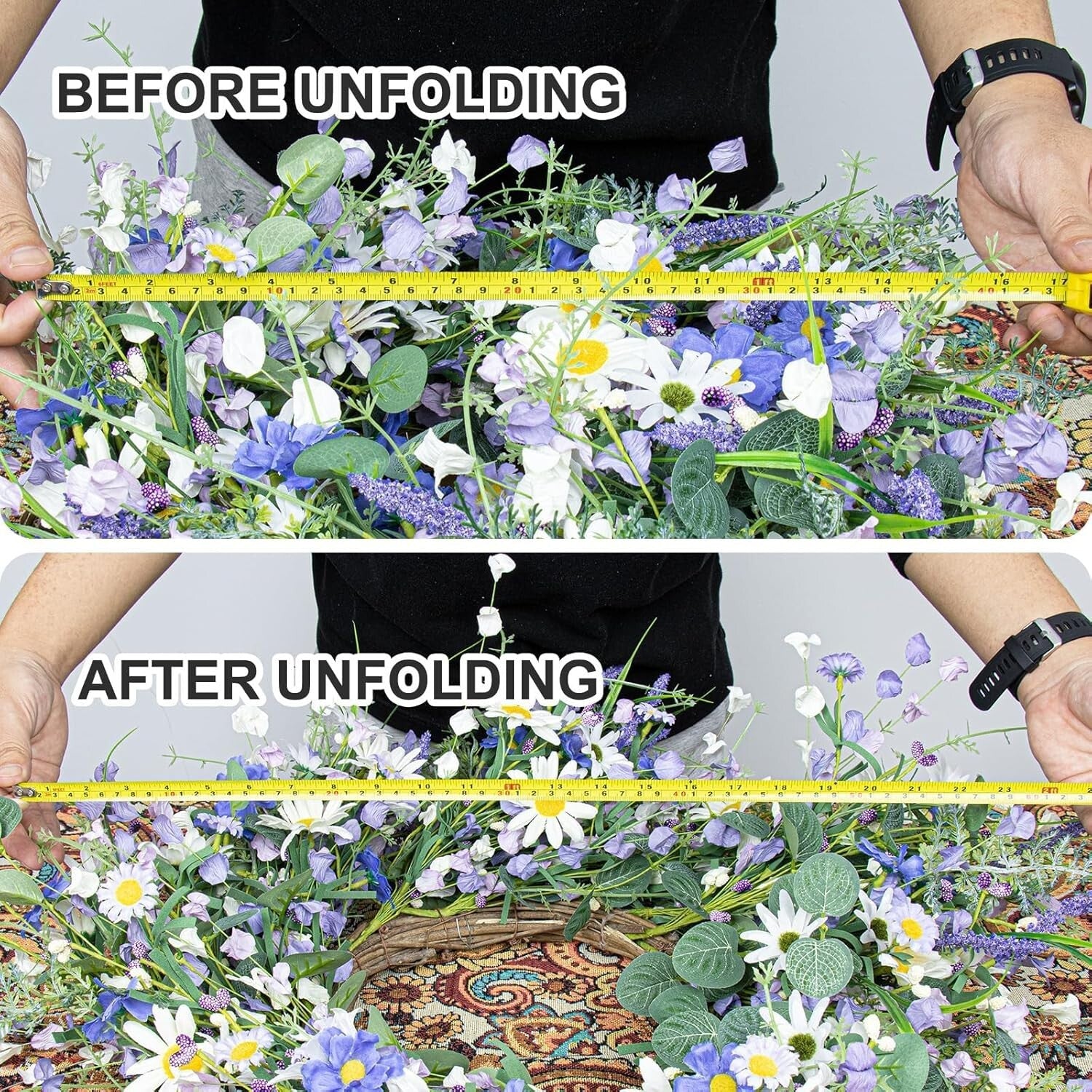 Handmade Blue Spring Wreath with White Sunflowers for Front Door Elegance