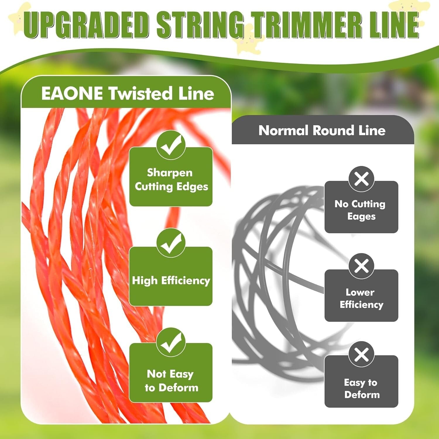 1640FT Heavy-Duty 0.095" Twisted Weed Wacker String - Durable Trimmer Line