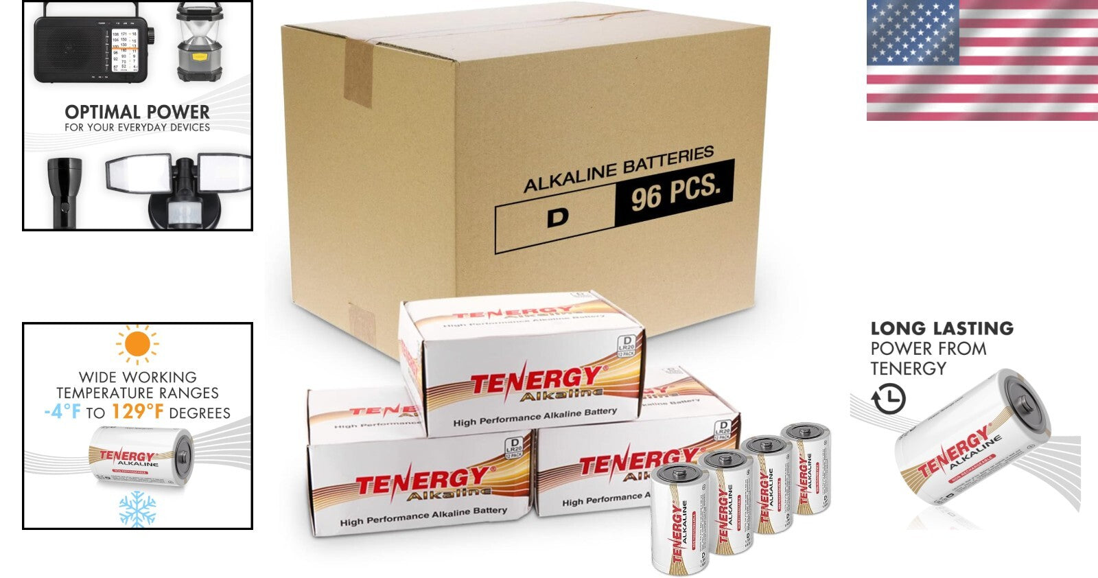 96-Pack Non-Rechargeable D Cell Batteries with Anti-Leak Design & Freshness Seal