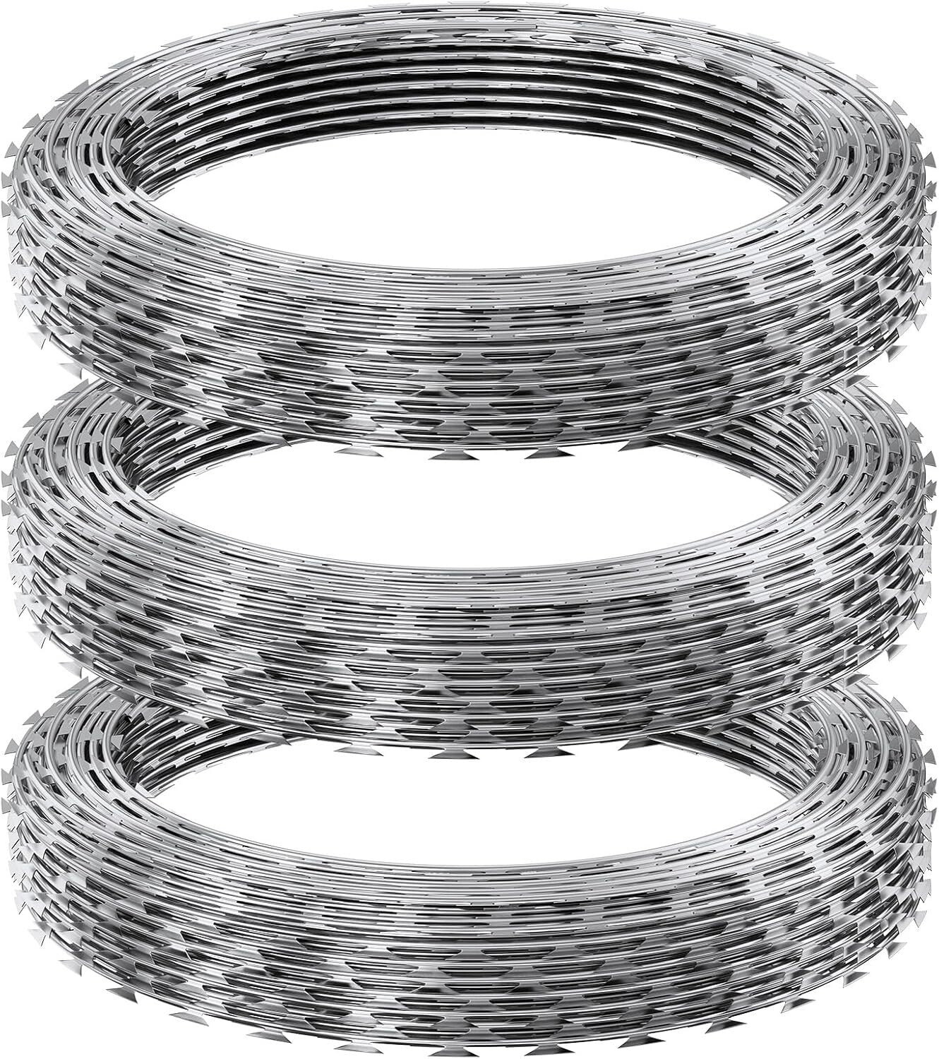 Rust-Proof 49ft Razor Wire Rolls - Sharp Blades for Effective Garden Security