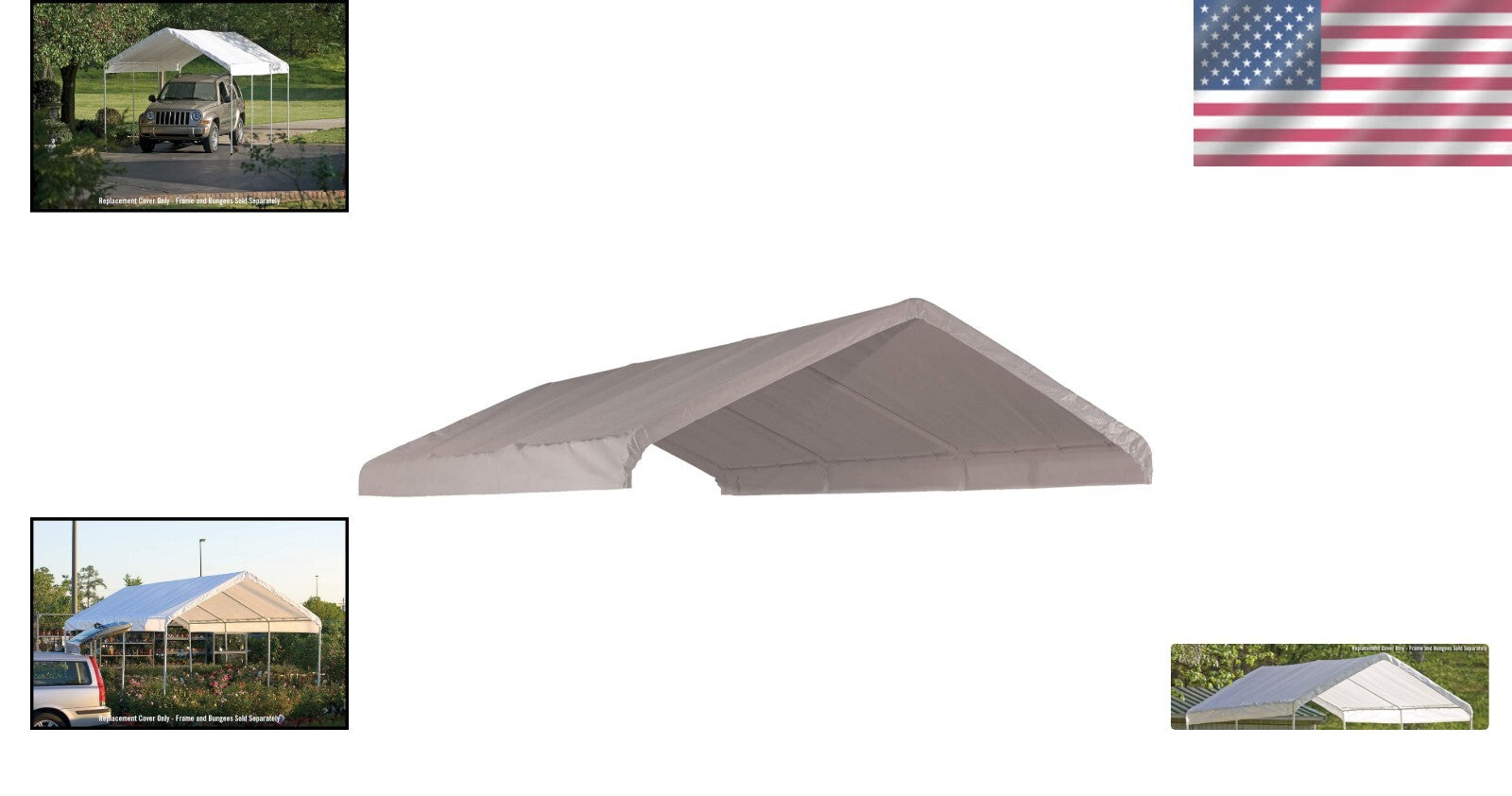 10x20 Waterproof Replacement Canopy Cover with Quick Install Bungee System