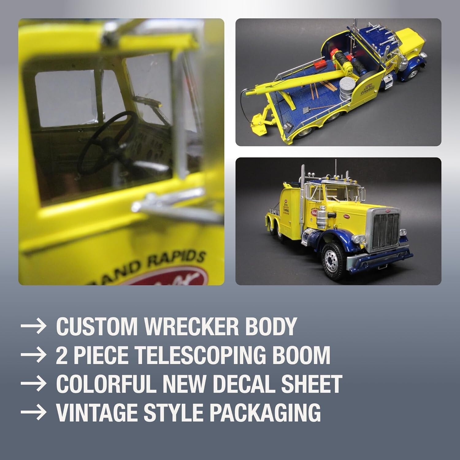 Peterbilt 359 Wrecker Model Kit - 1/25 Scale Buildable Tow Truck for All Ages