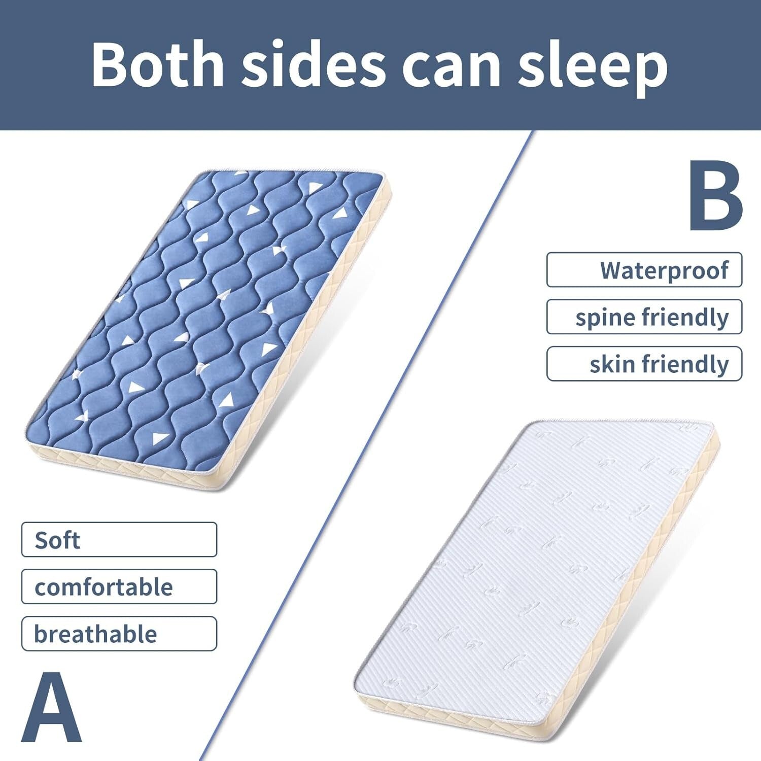 Firm Support Baby Bassinet Mattress 47x23.6 - Soft Breathable Fabric Design