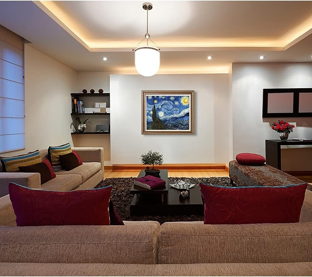 Classic Starry Night Giclee Canvas Art - Framed Size 36x30in - Made in USA