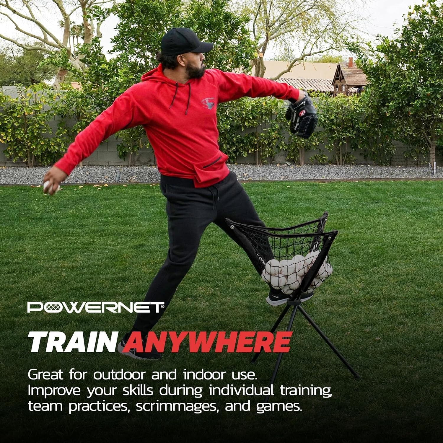 Durable Tripod Ball Caddy - Black, Holds Baseball & Softball, Lightweight Design