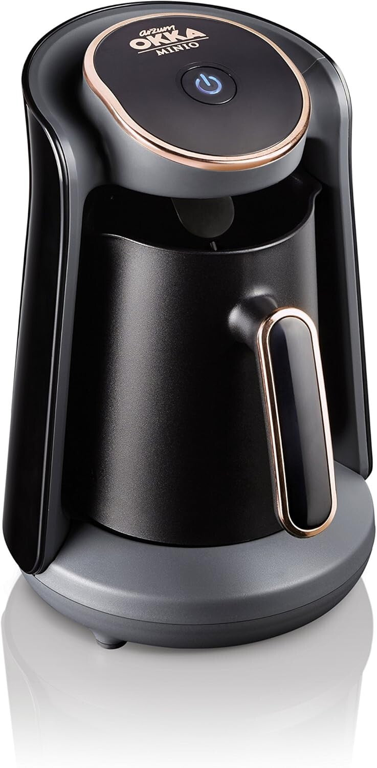 Minio Automatic Coffee Maker - 4 Cup Turkish Coffee Machine, Black/Gold Finish