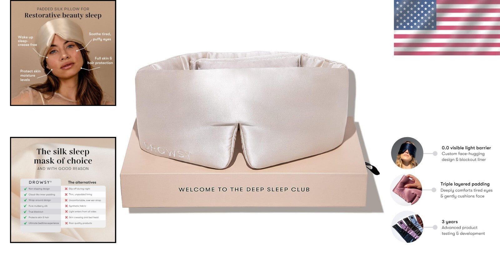 100% Light Blocking Silk Eye Mask with Cloud-Like Padding for Ultimate Comfort