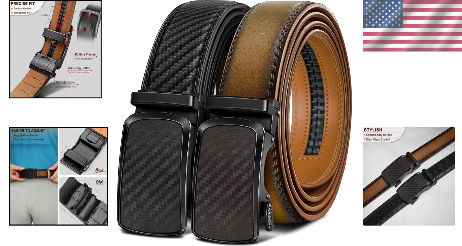 Customizable Men's Ratchet Belt Set – Effortless Adjustments, Luxury Gift