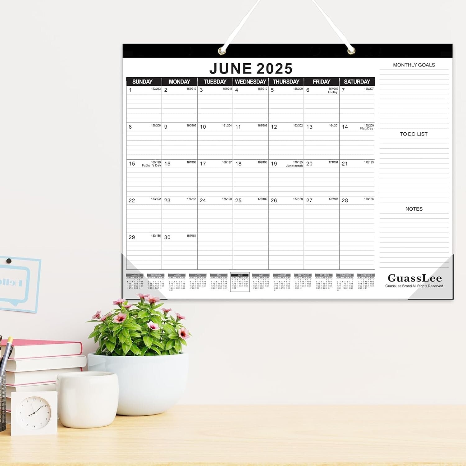 19-Month 2025 Desk Calendar Set, 3-Pack - Ideal for Home Office & Classroom Use