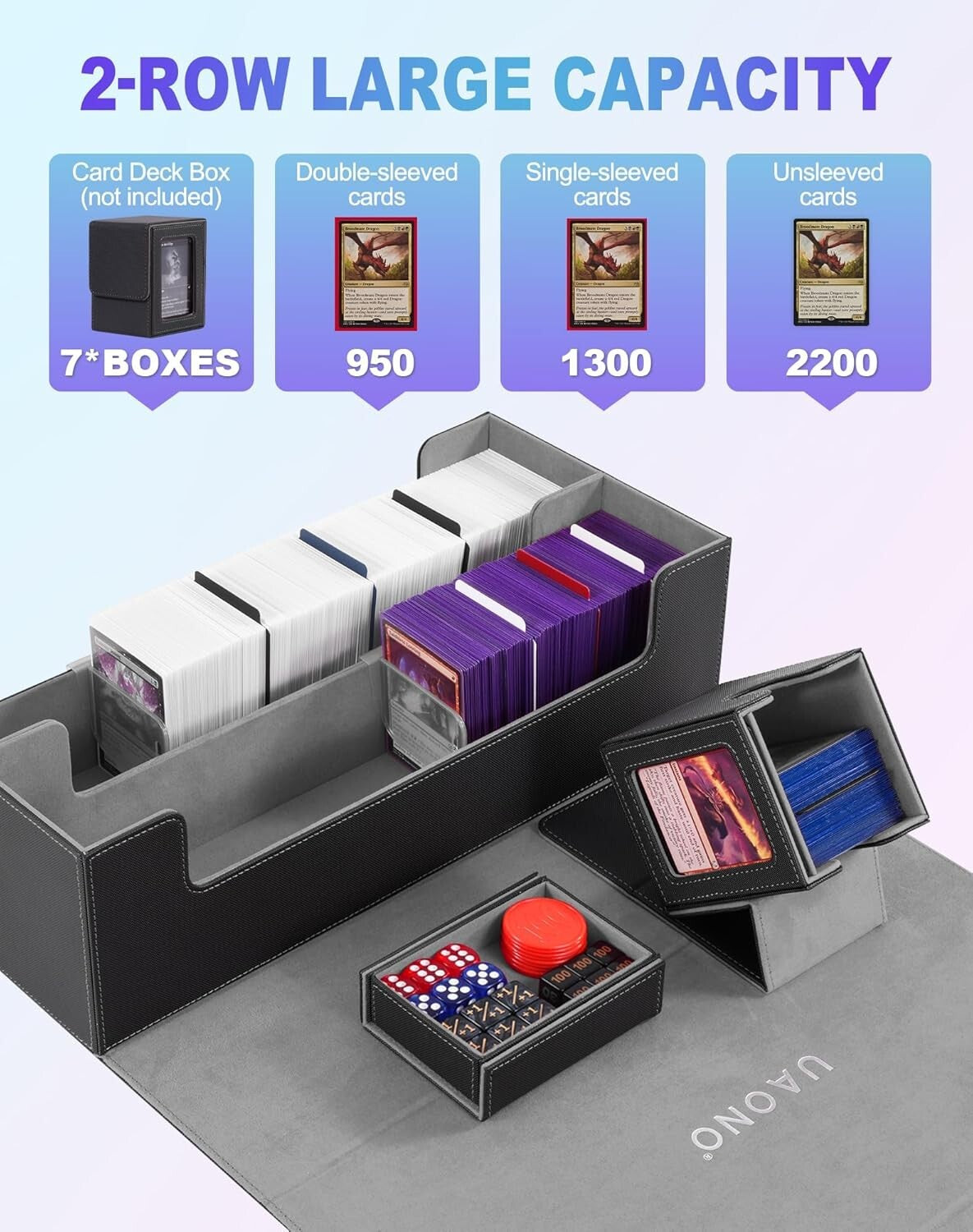 Stylish Faux Leather Card Organizer with Magnetic Closure, Holds 1300+ Cards