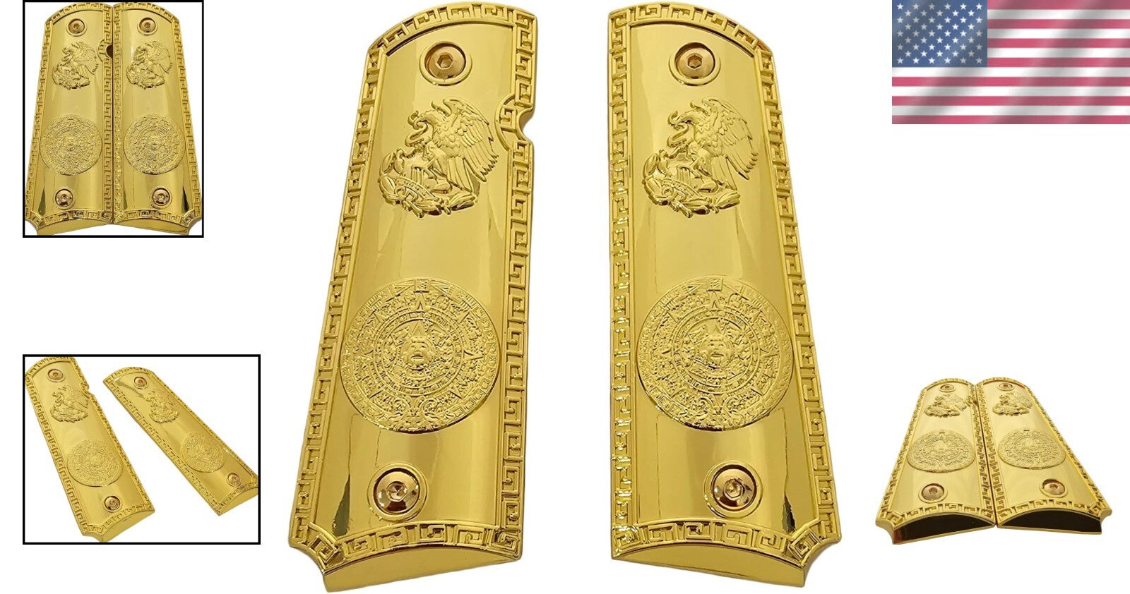 Luxury Gold-Plated 1911 Grips for Colt, Rock Island & More - Ambidextrous Design