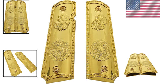 Luxury Gold-Plated 1911 Grips for Colt, Rock Island & More - Ambidextrous Design