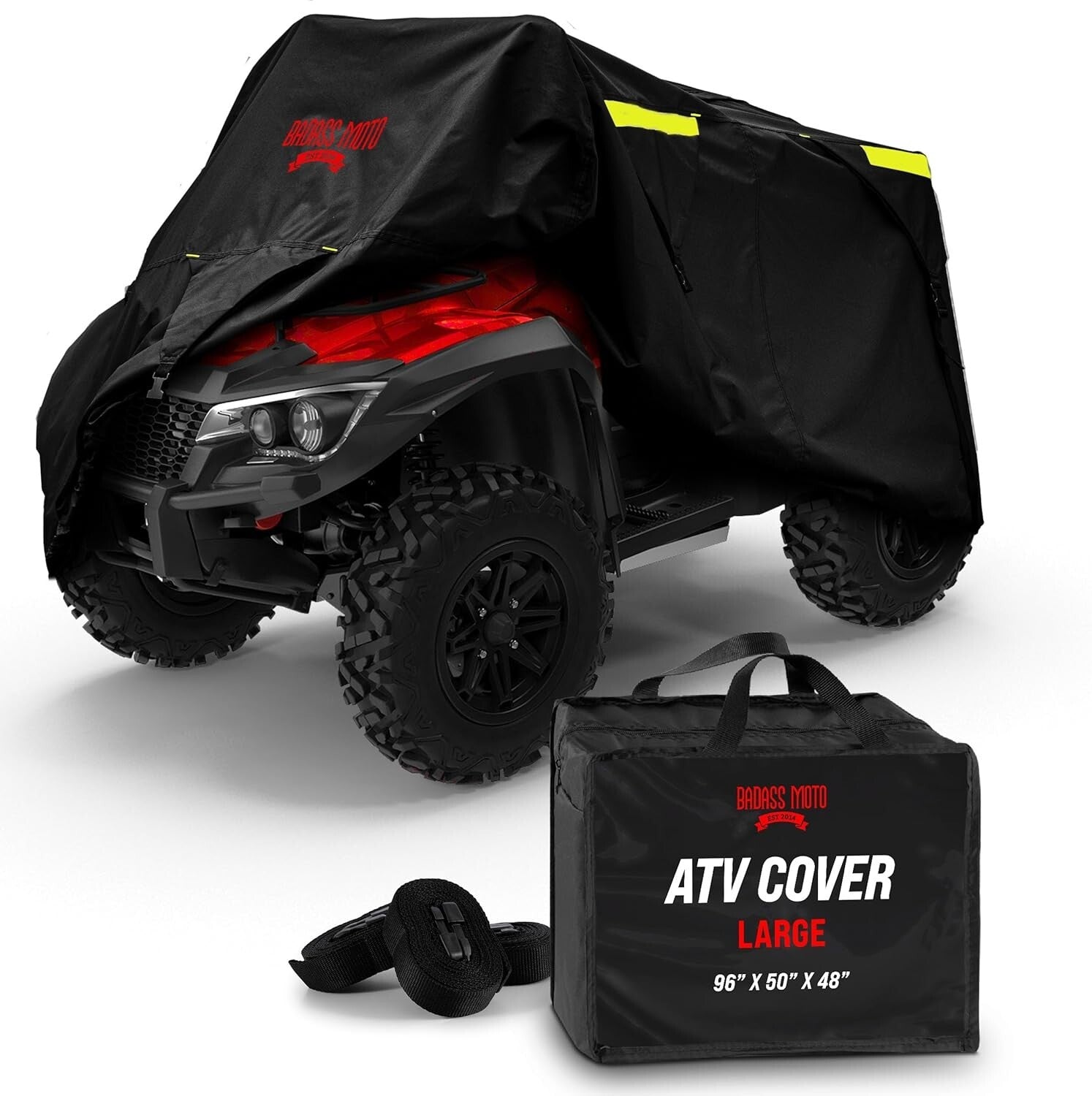 Heavy-Duty Waterproof ATV Cover with Reflective Strips - 95" Long - Badass Black