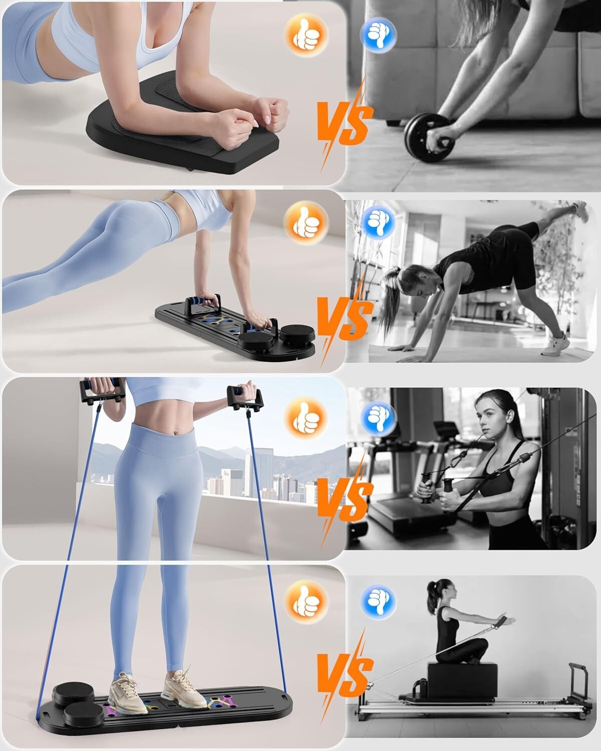 All-in-One Pilates Reformer Set with 15 Exercises - Lightweight & Functional