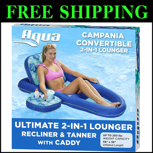 Aqua 2-in-1 Lounge Float – XL Inflatable Pool Recliner with Adjustable Backrest