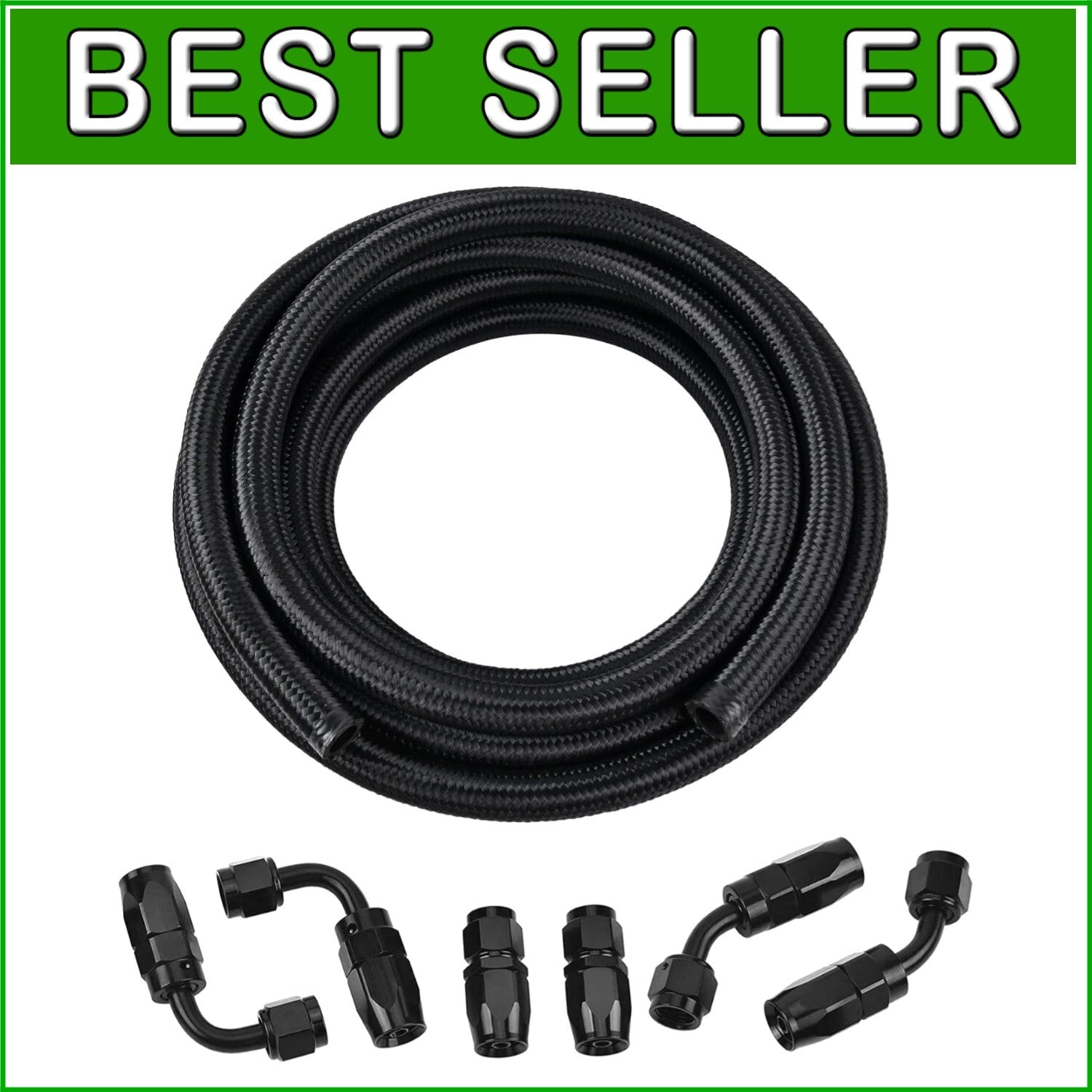 10FT High-Performance 4AN Fuel Hose Kit - CPE Synthetic Rubber Braided Design