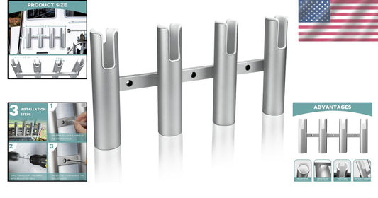 Premium Aluminum Fishing Rod Holder - 4 Rod Capacity with Scratch-Proof Lining