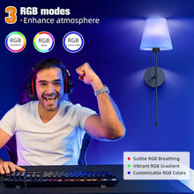 Load image into Gallery viewer, Customizable Battery-Powered Wall Sconces Set of 2 - 10 Colors + Timer Feature