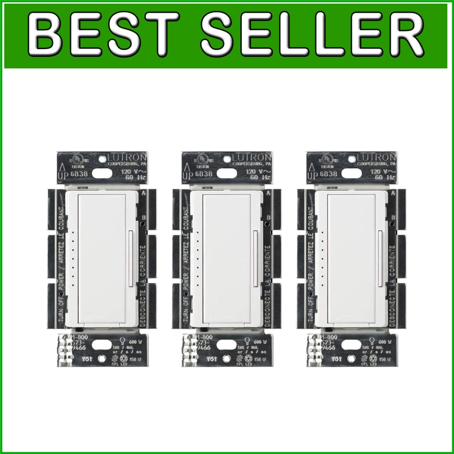 Elegant Maestro LED Dimmer Switch - Create Perfect Ambiance Anywhere, 3-Pack