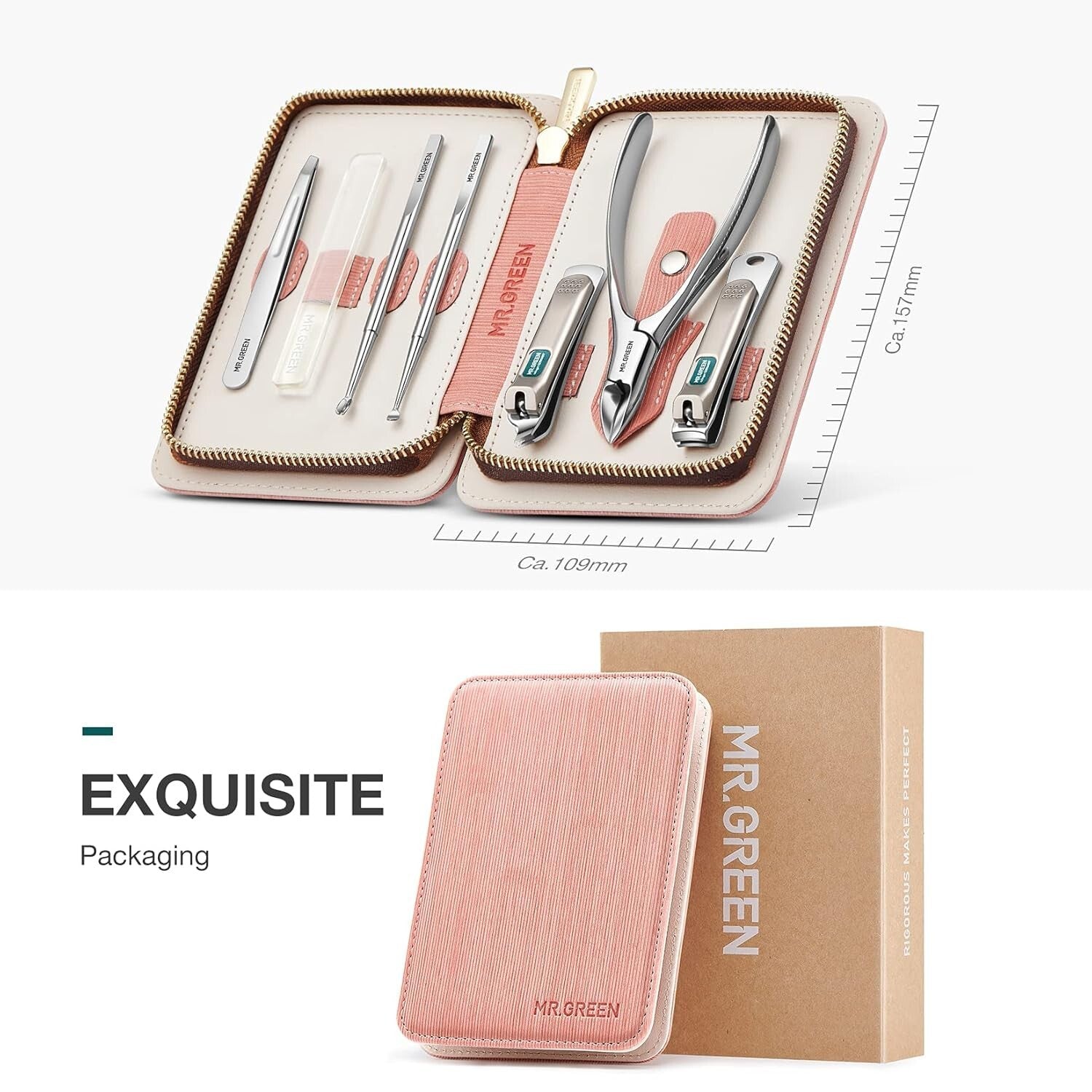 Compact Women's 7-in-1 Personal Care Manicure Kit with Stainless Steel Tools