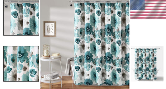 Stylish 100% Polyester Floral Shower Curtain, 72" x 72" - Easy Care and Install