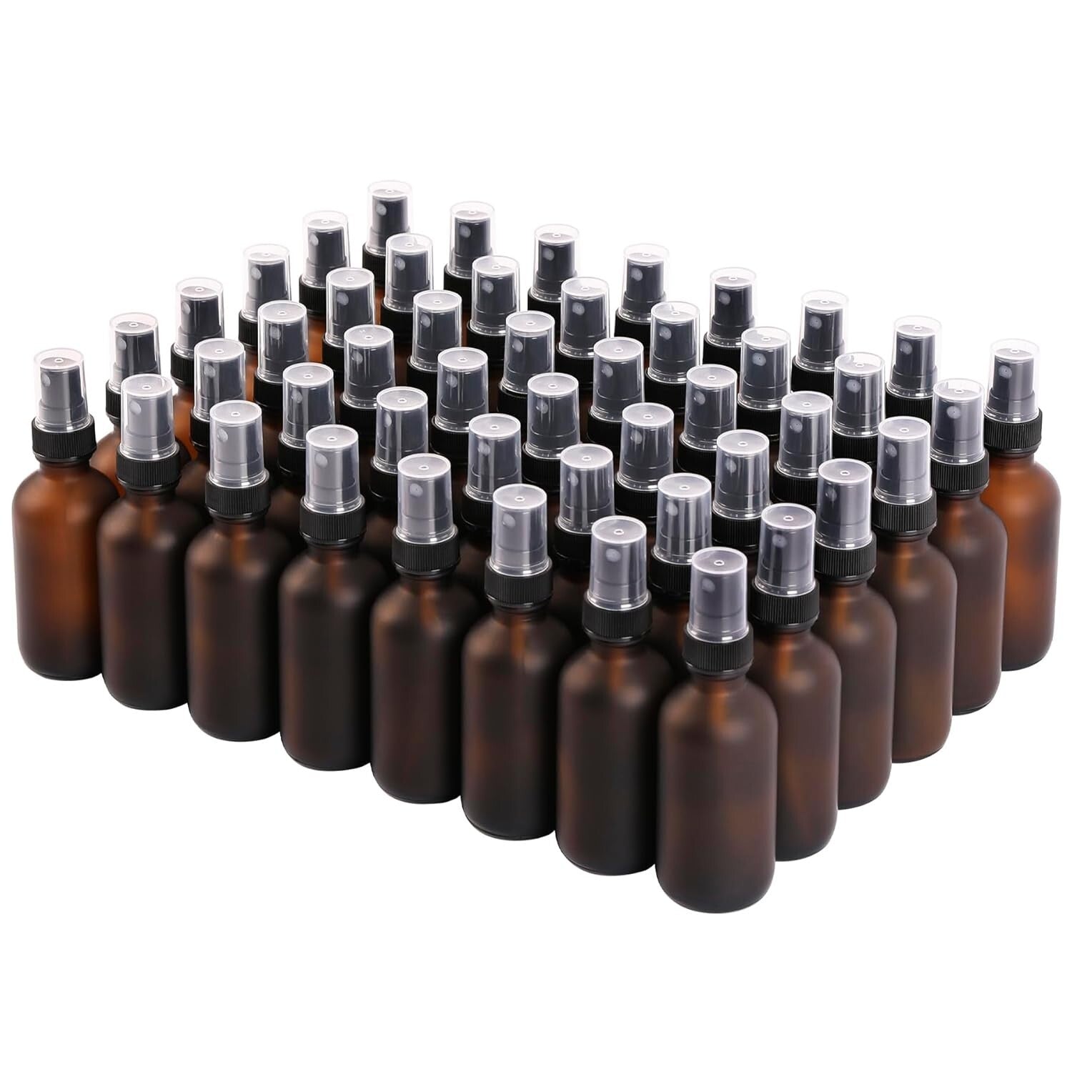 Multi-Purpose 2 oz Reusable Amber Spray Bottles - 48 Pack for Beauty & Cleaning