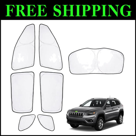 Custom Fit Car Sunshade for 2014-2023 Jeep Cherokee - 7pcs Privacy UV Protection