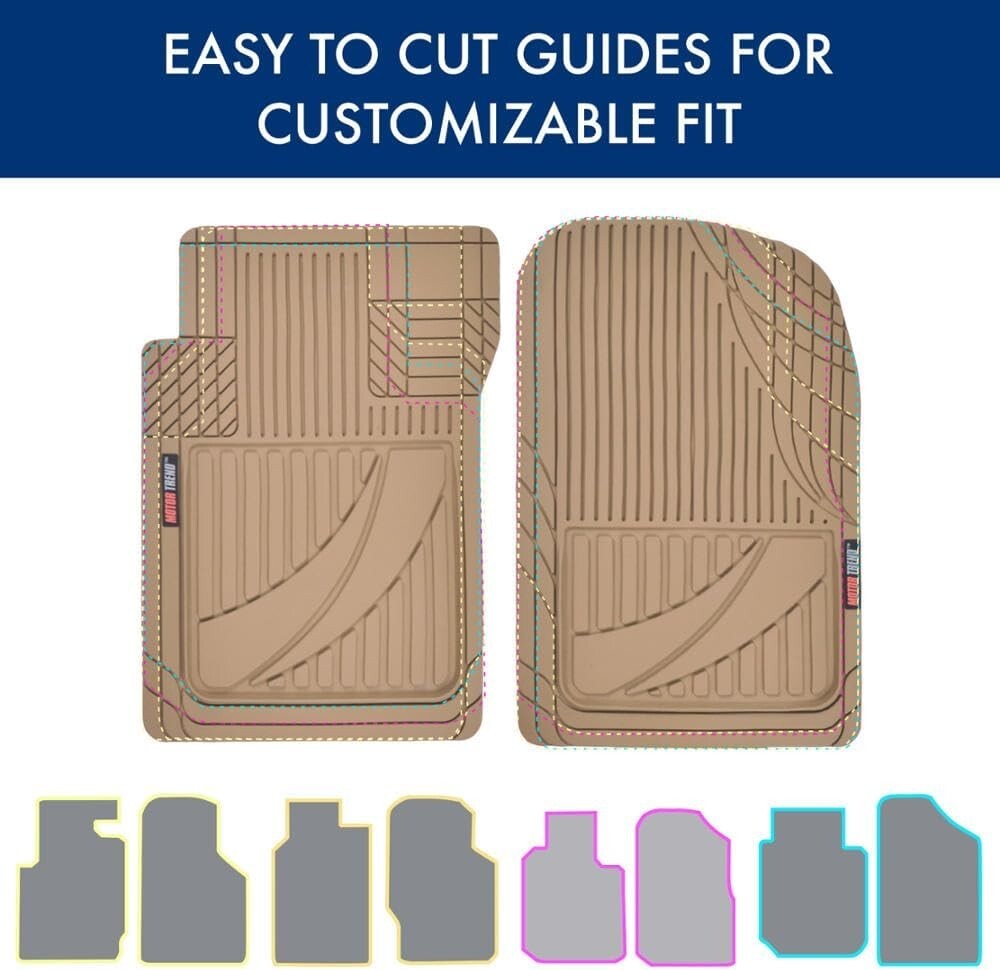 FlexTough Advanced Heavy Duty Beige Rubber Car & SUV Floor Mats Full Set