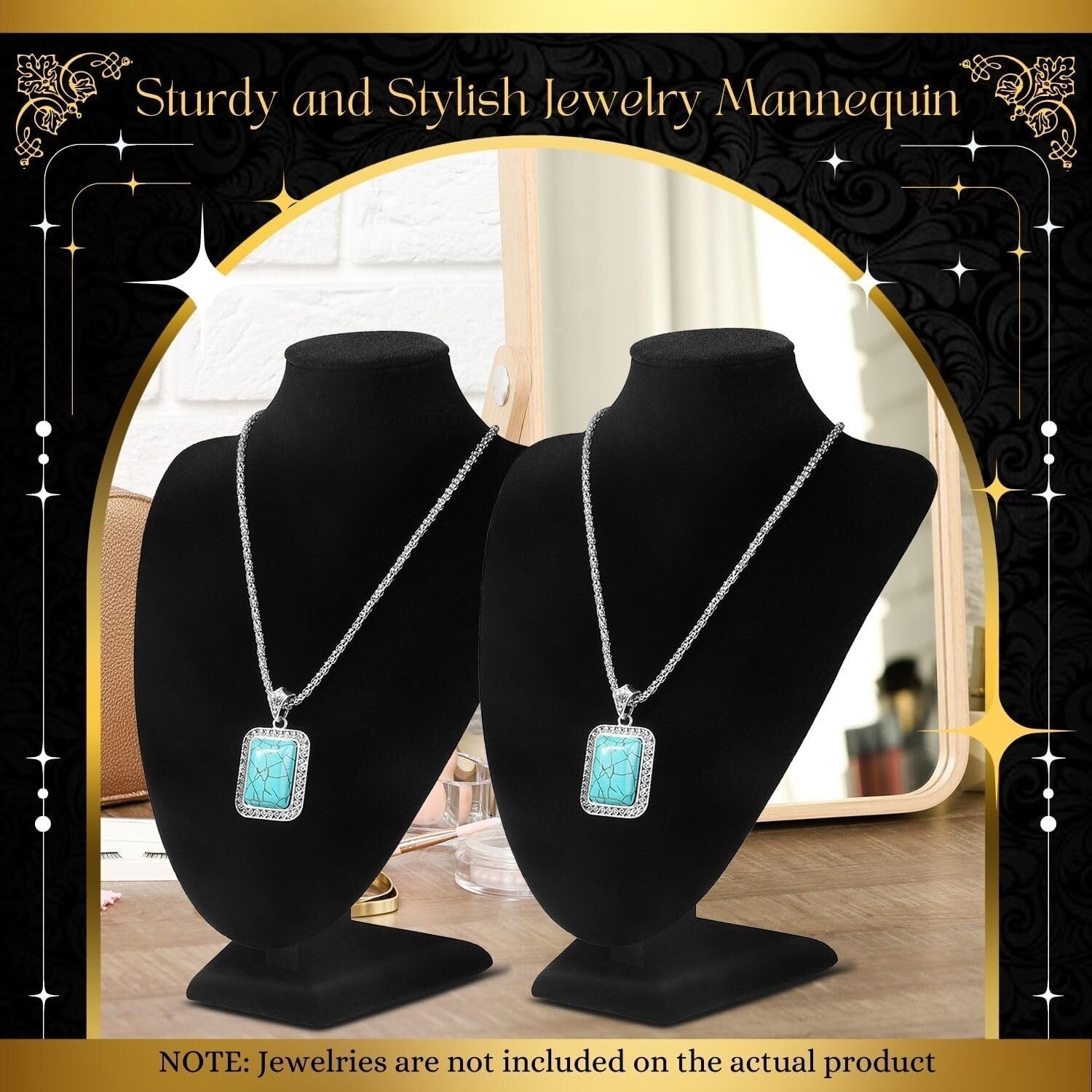 Elegant Black Velvet Necklace Bust Display Stand - 10 Inch, 6 Pack for Boutique