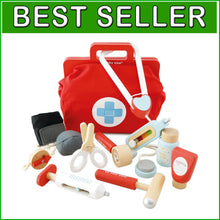 Load image into Gallery viewer, Vintage Style Kids Doctor Play Set - Handmade Wooden Medical Kit for Ages 3+